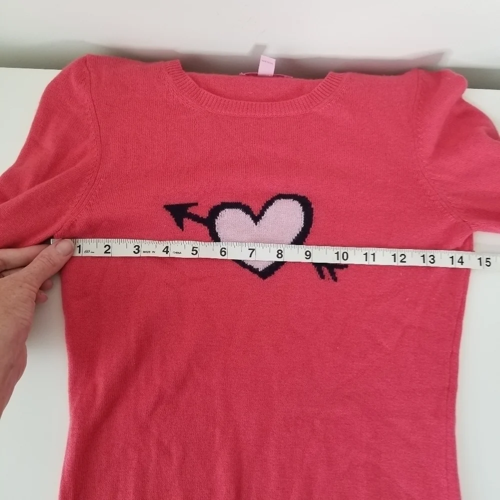 Lilly Pulitzer Pink Heart Print Wool Blend Long Sleeve Sweater Size XS - Picture 6 of 12